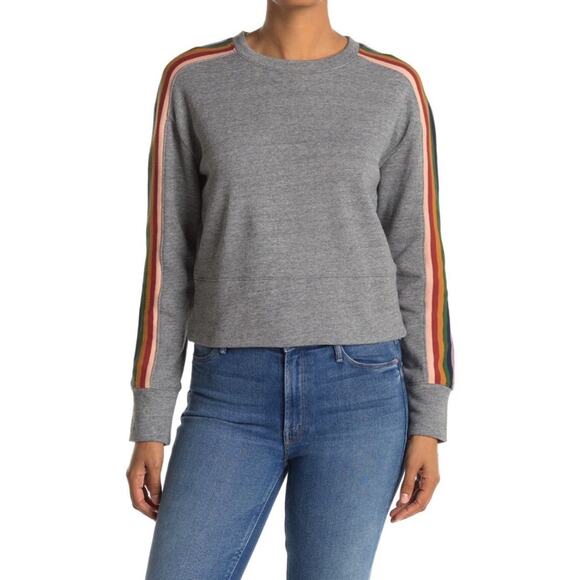 Madewell Rainbow-Inset Crop Sweatshirt in Grey Women's Size 2X - Picture 1 of 7